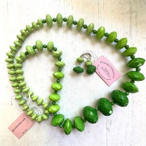 Garold Miller green beaded necklace and earrings set